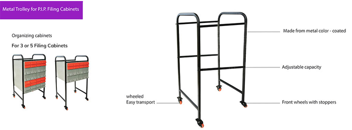 Metal Trolley for P.I.P. Filing Cabinets